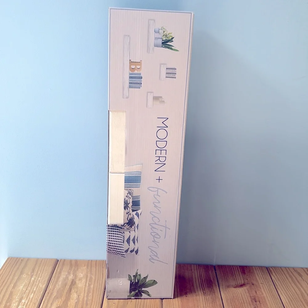NIB Premier Home Modern Functional 4 Pieces Floating Wall Rustic Wooden Shelf !